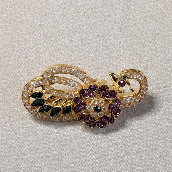 Jewelry - Elegant Gold and Purple Floral Brooch